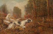 unknow artist, Oil painting of hunting dogs by Verner Moore White.